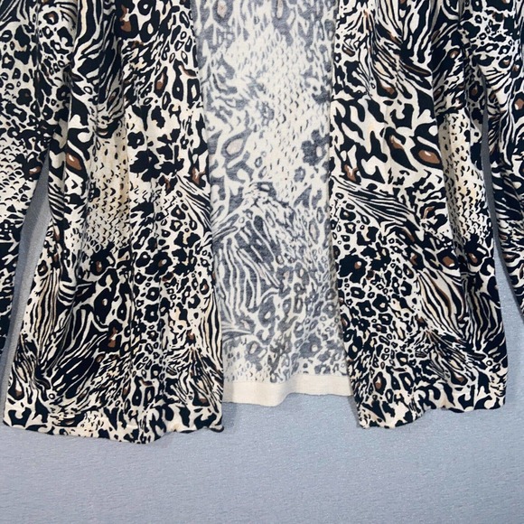 Chicos Cardigan Womens 0 Beige Cheetah Print Pull On Long Sleeve Business Casual - Picture 2 of 12